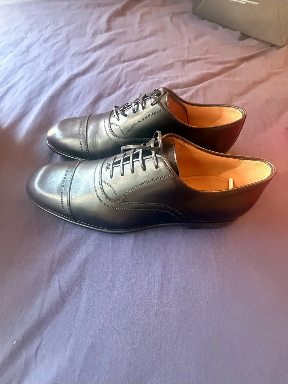 Brand new never worn Salvatore Ferragamo Black Leather Cap-Toe Oxfords